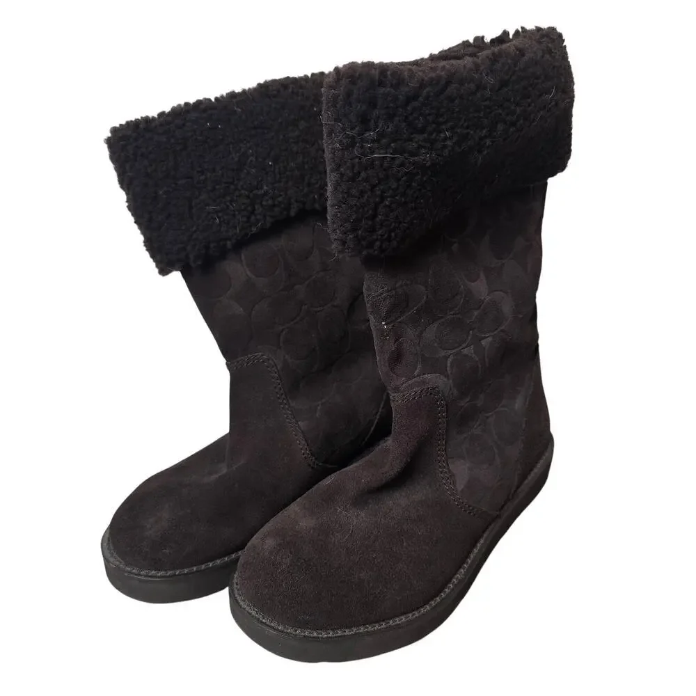 Coach Kally Winter Boots Brown Suede & Shearling Uppers Size 7.5